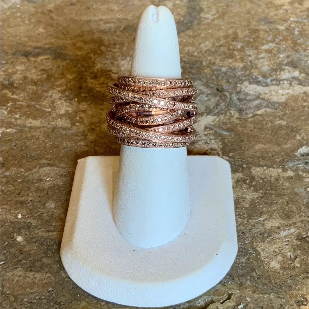 14K Rose Gold Chocolate Diamond Criss Cross Ring